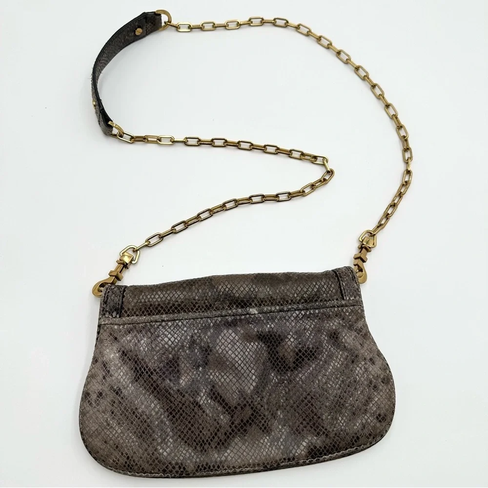 Tory Burch Amanda Snake Print Logo Clutch Crossbody